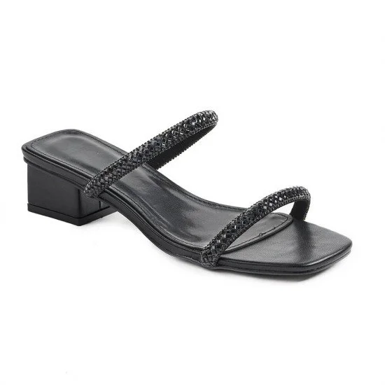 Μαύρα mules Verde με στρας