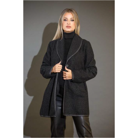 Μπουκλέ πανωφόρι με δερματίνη ρέλια