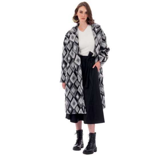 Ασπρόμαυρο oversize παλτό Platinum
