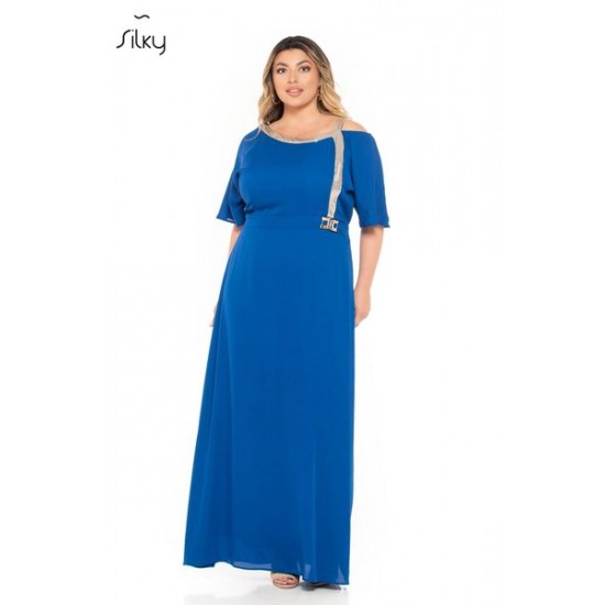 Μπλε ρουά μάξι φόρεμα Silky