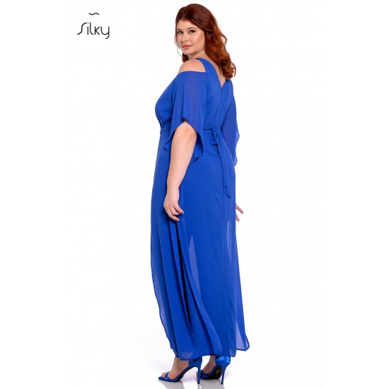 Μπλε ρουά μάξι φόρεμα Silky
