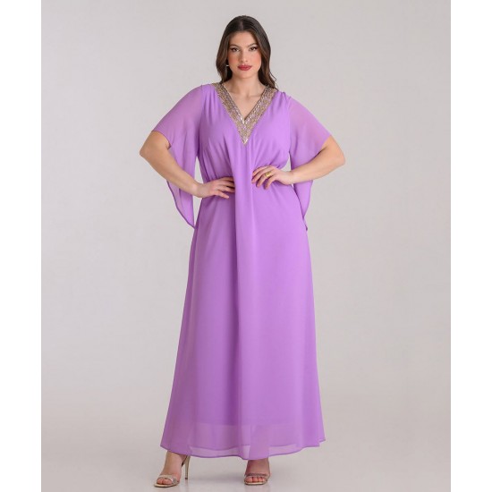 Λιλά μάξι φόρεμα Silky