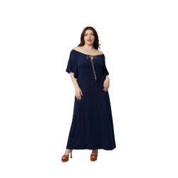 Μπλε μάξι φόρεμα με ΄λάστιχο στο χαμόγελο