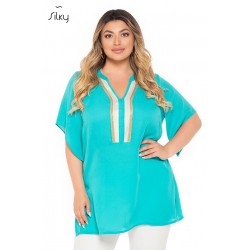 Πουκαμίσα Silky με χρυσή λεπτομέρεια στο "V"