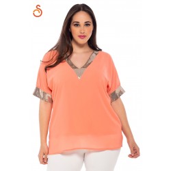 Κοραλλί μπλούζα Sugar με παγιέτες