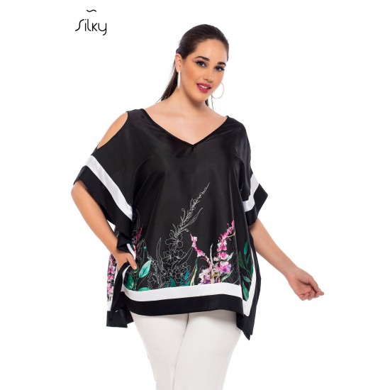 Σατέν μπλούζα Silky με ανοιχτούς ώμους