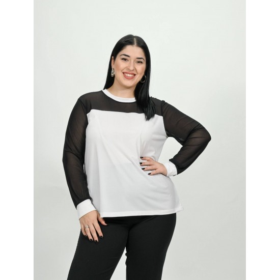 Λευκή μπλούζα με διαφάνειες