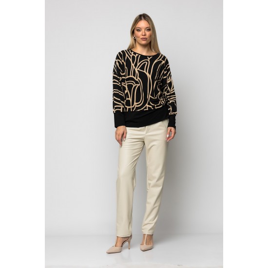 Δίχρωμη μπλούζα με μπάσκα