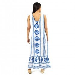 Αμάνικο δίχρωμο μάξι φόρεμα Verde