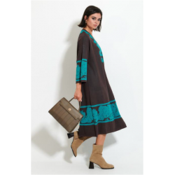 Πλεκτό φόρεμα Modissimo με τιρκουάζ κέντημα