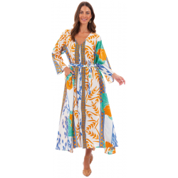 Εμπριμέ καφτανοφόρεμα Platinum