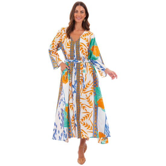 Εμπριμέ καφτανοφόρεμα Platinum