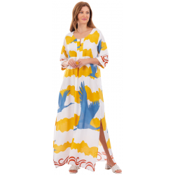 Εμπριμέ καφτανοφόρεμα Platinum