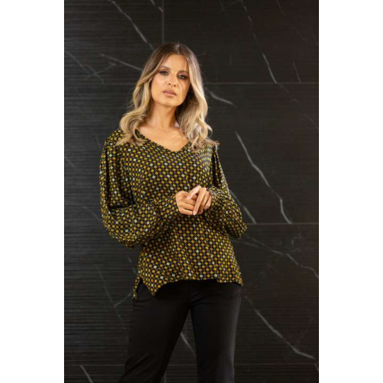 Εμπριμέ μπλούζα με "V"