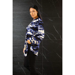 Εμπριμέ πουκαμίσα με μάο γιακά