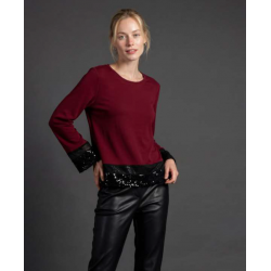 Μπλούζα με τελειώματα διαφάνεια και παγιέτα