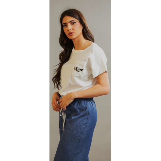 Μπλούζα με τύπωμα και κορδόνι στη μέση