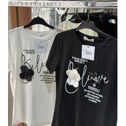 Μπλούζα με τύπωμα και λουλούδια