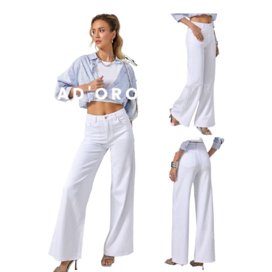 Λευκό wide leg παντελόνι