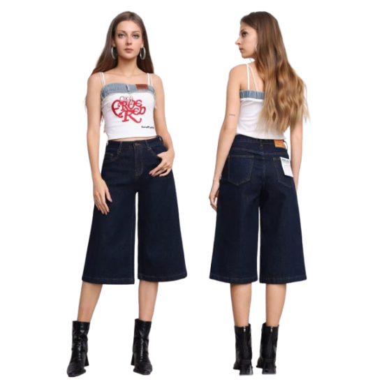 Blue black τζιν ζιπ κιλότ Blue black τζιν ζιπ κιλότ