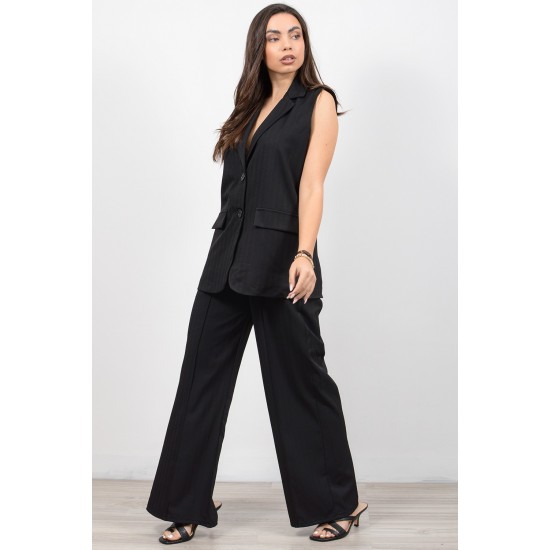 Μαύρο σετ γιλέκο - παντελόνι