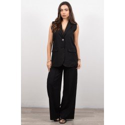 Μαύρο σετ γιλέκο - παντελόνι