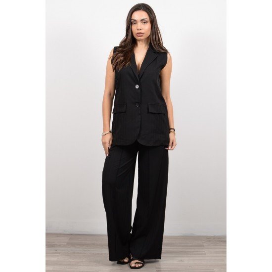Μαύρο σετ γιλέκο - παντελόνι
