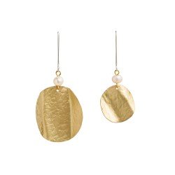 Χρυσά σκουλαρίκια Cameo με πέρλες